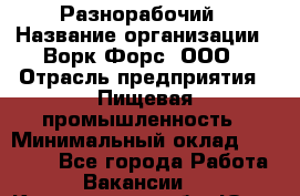 Разнорабочий › Название организации ­ Ворк Форс, ООО › Отрасль предприятия ­ Пищевая промышленность › Минимальный оклад ­ 27 000 - Все города Работа » Вакансии   . Кемеровская обл.,Юрга г.